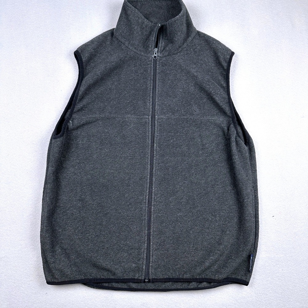 Made in USA Vintage Nautica Mens XL Gray Fleece Full Zip Vest Sleeveless Jacket